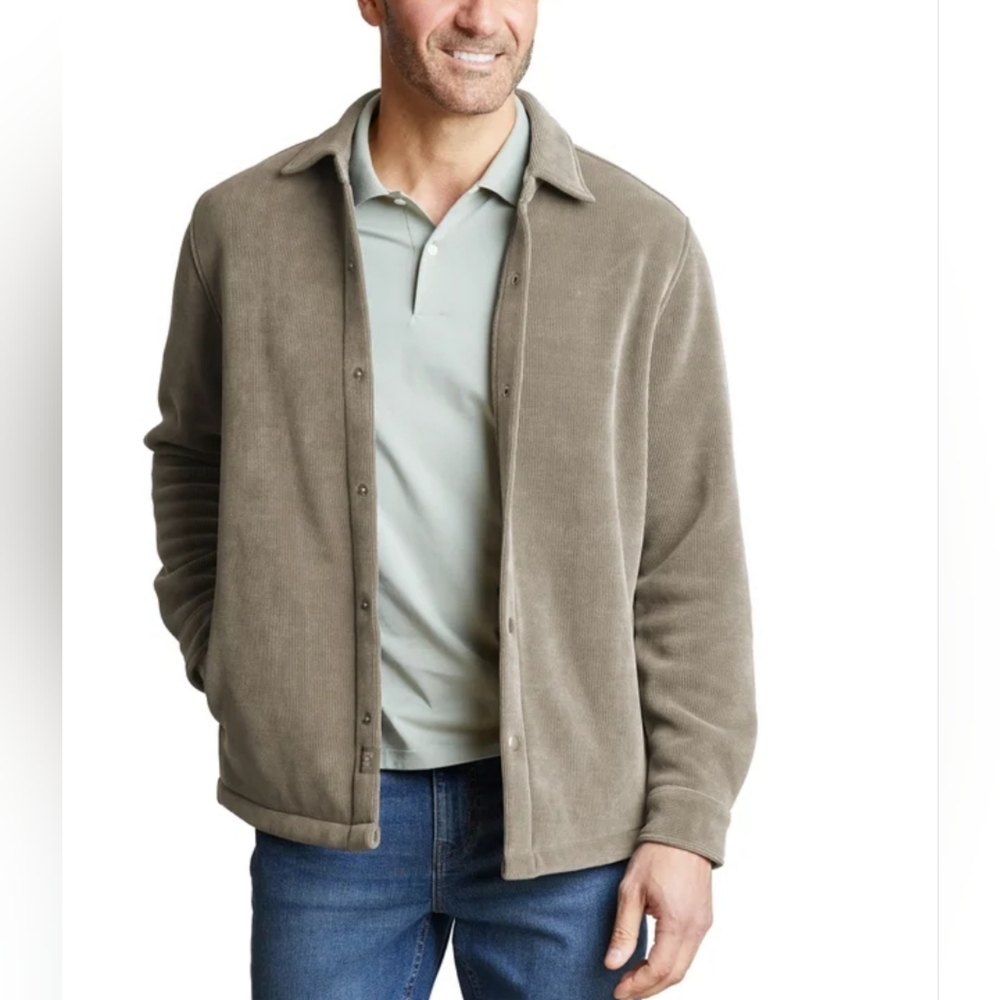 New Copper & oak men's shirt jackets Stretch Shacket Brown Color Select Size NWT